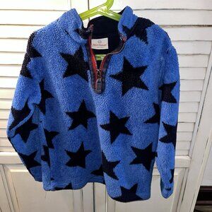 Hanna Andersson Marshmallow Quarter Zip Swedish Sky Star Blue Size 130 8Y